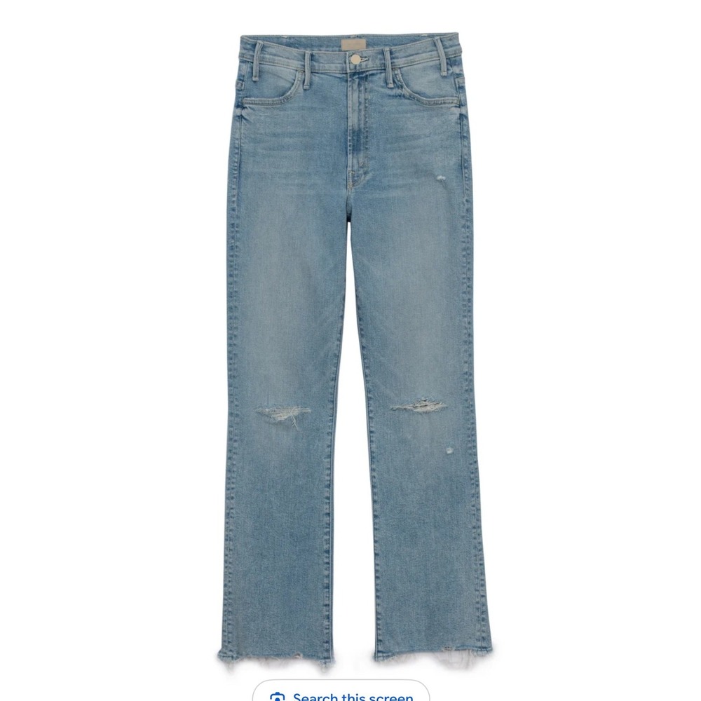 Mother The Hustler Ankle Chew Jeans Drinking By The Pool Distressed Blue 31